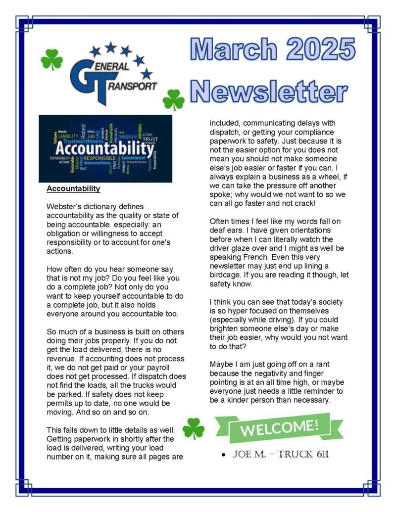 General Transport March 2025 Newsletter